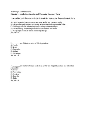 Marketing - Creating and Capturing Customer Value Part 1