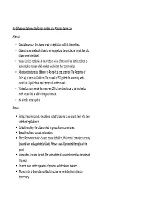 Key Differences Between the Roman Republic and Athenian Democracy
