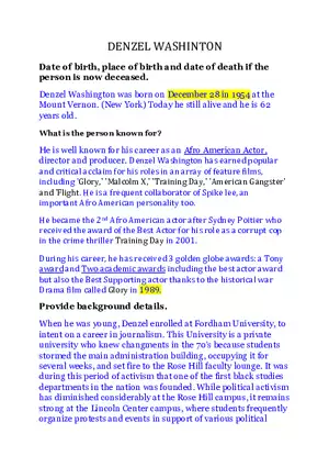 Biography of Denzel Washington