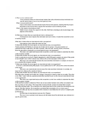 Cross-sectional Study - Statistics Homework