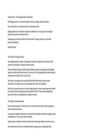 Summary Notes - The Storage Granules and Functions