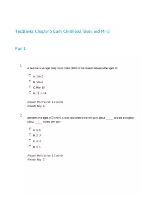 Early Childhood - Body and Mind Answers Part 1