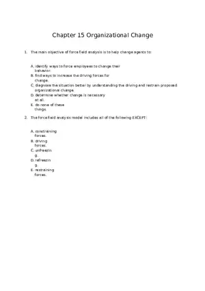 Chapter 15 Organizational Change Assignment 1