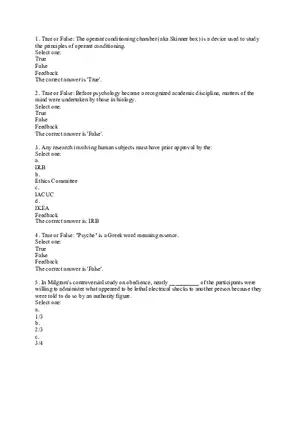 Social Psychology Self Quiz 1