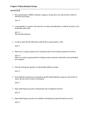 Chapter 15 Questionnaire Design