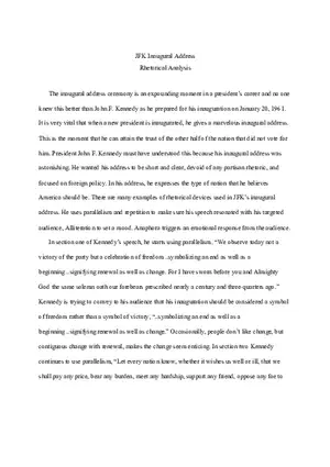 JFK Rhetorical Analysis