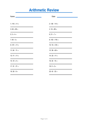 Arithmetic Review #1