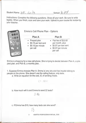 Emma's Cell Phone Plan - Options
