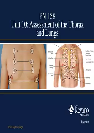 PN 158 Unit 10 Assessment of the Thorax and Lungs