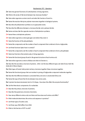 Biochemistry TGT - Questions