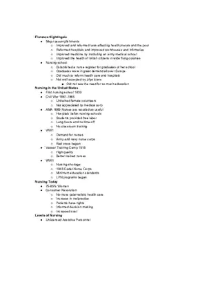 Florence Nightingale Nursing - Lecture Notes