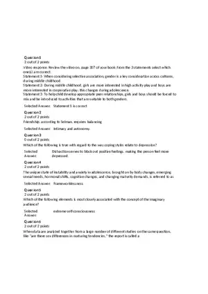 Social Development and Peer Relationships (Answer Key)