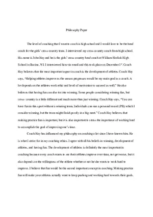 Coaching Philosophy Paper