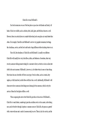 Chickfila vs Mcdonalds Essay