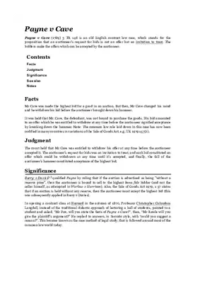 Payne v Cave Case Study