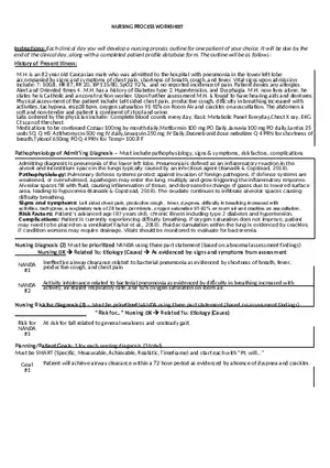 Nursing Process Worksheet 1