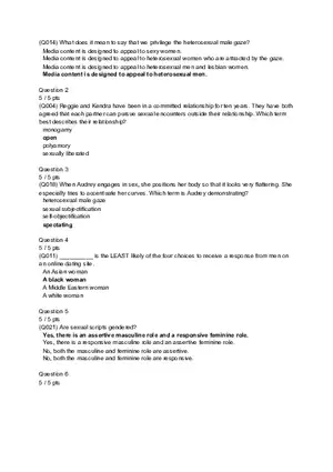 Gender and Society Chapter 10 Quiz