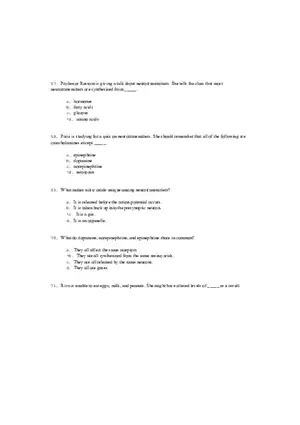 Neural Communication and Synaptic Transmission Quiz Part 2
