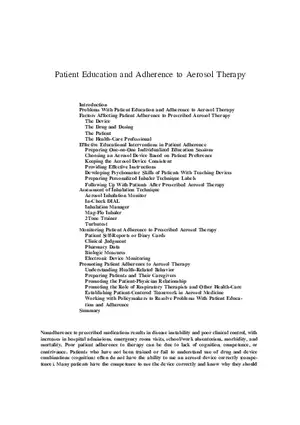 Patient Education and Adherence to Aerosol Therapy