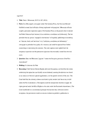 Near v Minnesota - Legal Brief