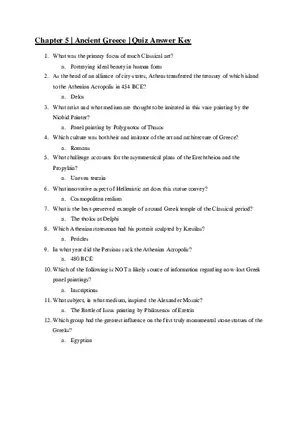 Ancient Greece Quiz Answer Key