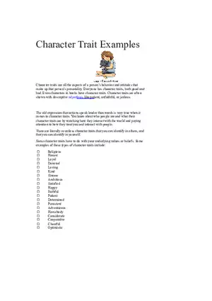 Character Trait Examples