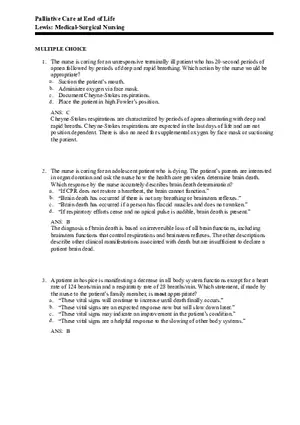 Palliative Care at End of Life Answers