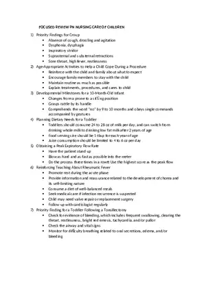 Focused Review Care of Children