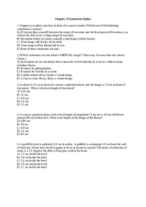Geometric Optics Fourth Assignment Questions