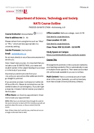 NATS 1740 Astronomy Syllabus