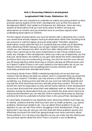 Longitudinal Study - Promoting Children’s Development