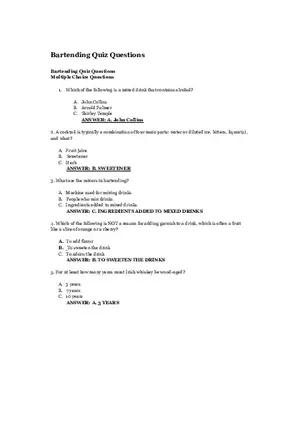 Bartending Question and Answer Quiz