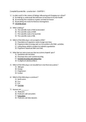 Campbell Essential Bio Test with Answers 1