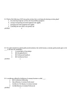 Business Continuity Answer Part 2