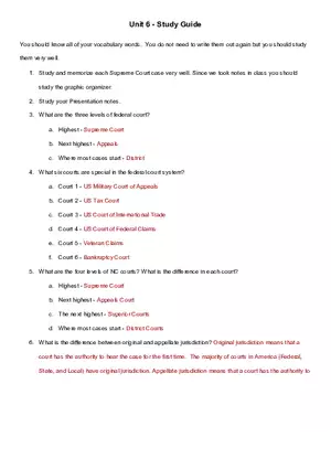 The Judicial Branch - Study Guide