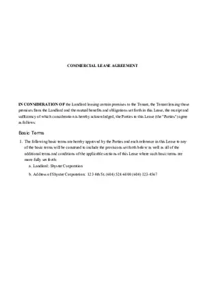 Sample Commercial Lease Agreement Part 1