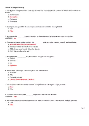 Digital Security Questions and Answers