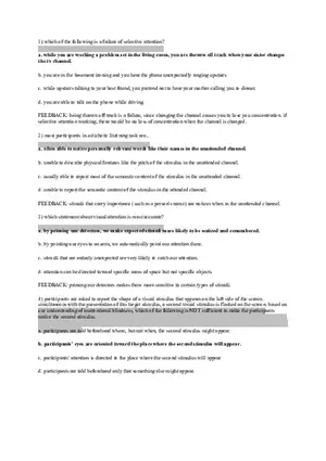 Cognitive Psychology Chapter 5 Quiz