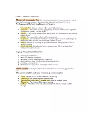 Chapter 1 - Therapeutic Communication