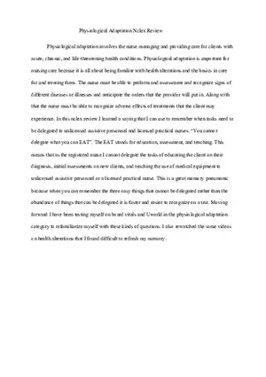 Physiological Adaptation Nclex Review