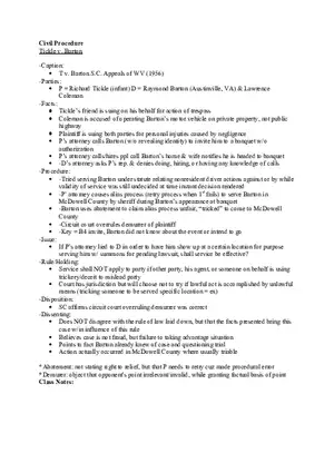 Civil Procedure - Tickle v. Barton