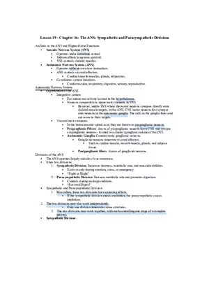 The ANS - Sympathetic and Parasympathetic Divisions