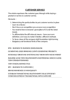 Customer Service - Lecture Notes 1-6