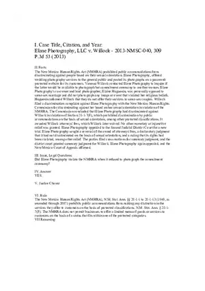 Elane Photography, LLC v. Willock