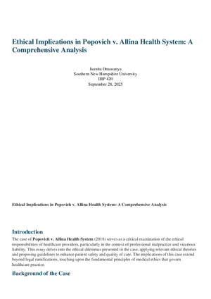 Ethical Implications in Popovich v. Allina Health System A Comprehensive Analysis