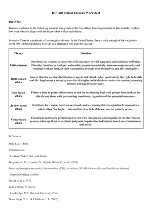 Ethical Theories Worksheet