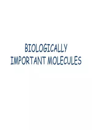 Biologically Important Molecules - Carbohydrates