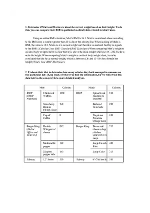 Body Mass Index (BMI) Comparison Matt vs. Maria