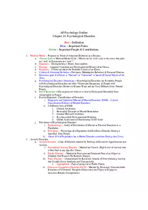 Ch.14 Outline Psychological Disorders