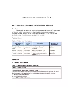 Assignment 3 Inferential Statistics Analysis